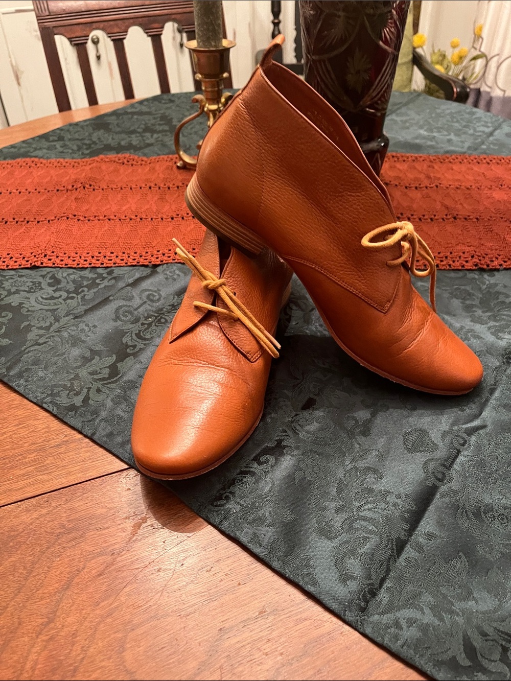 Women’s Lace-Up Ankle Boots in Cognac Brown